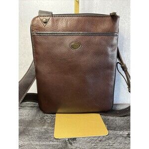 FOSSIL ESTATE COURIER BAG BROWN LEATHER CROSSBODY SHOULDER BAG,PURSE